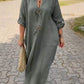 👗✨Lässiges Kleid mit V-Ausschnitt aus Baumwolle und Leinen