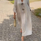 👗✨Lässiges Kleid mit V-Ausschnitt aus Baumwolle und Leinen