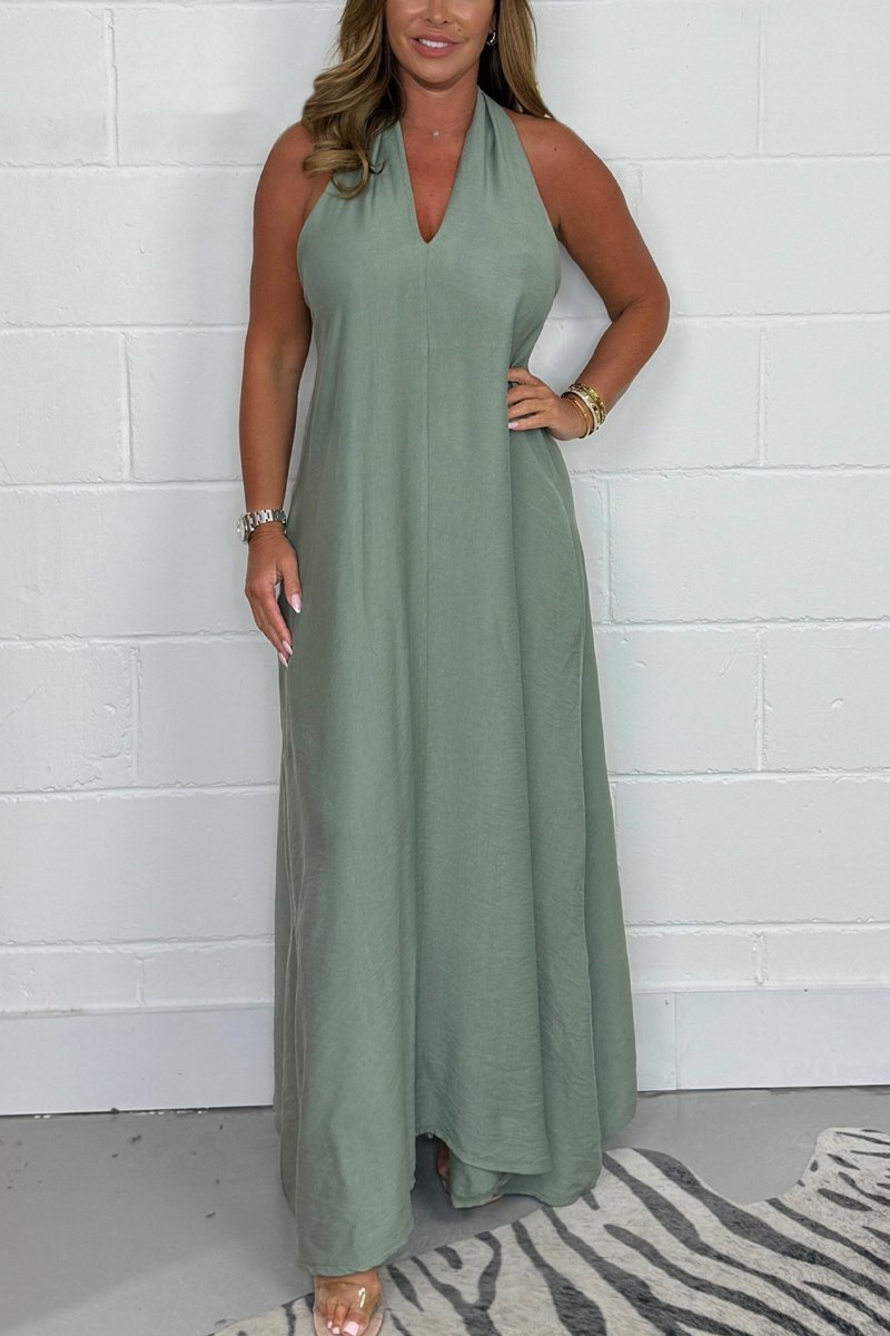 Fließendes Maxikleid mit T-Rücken für Damen