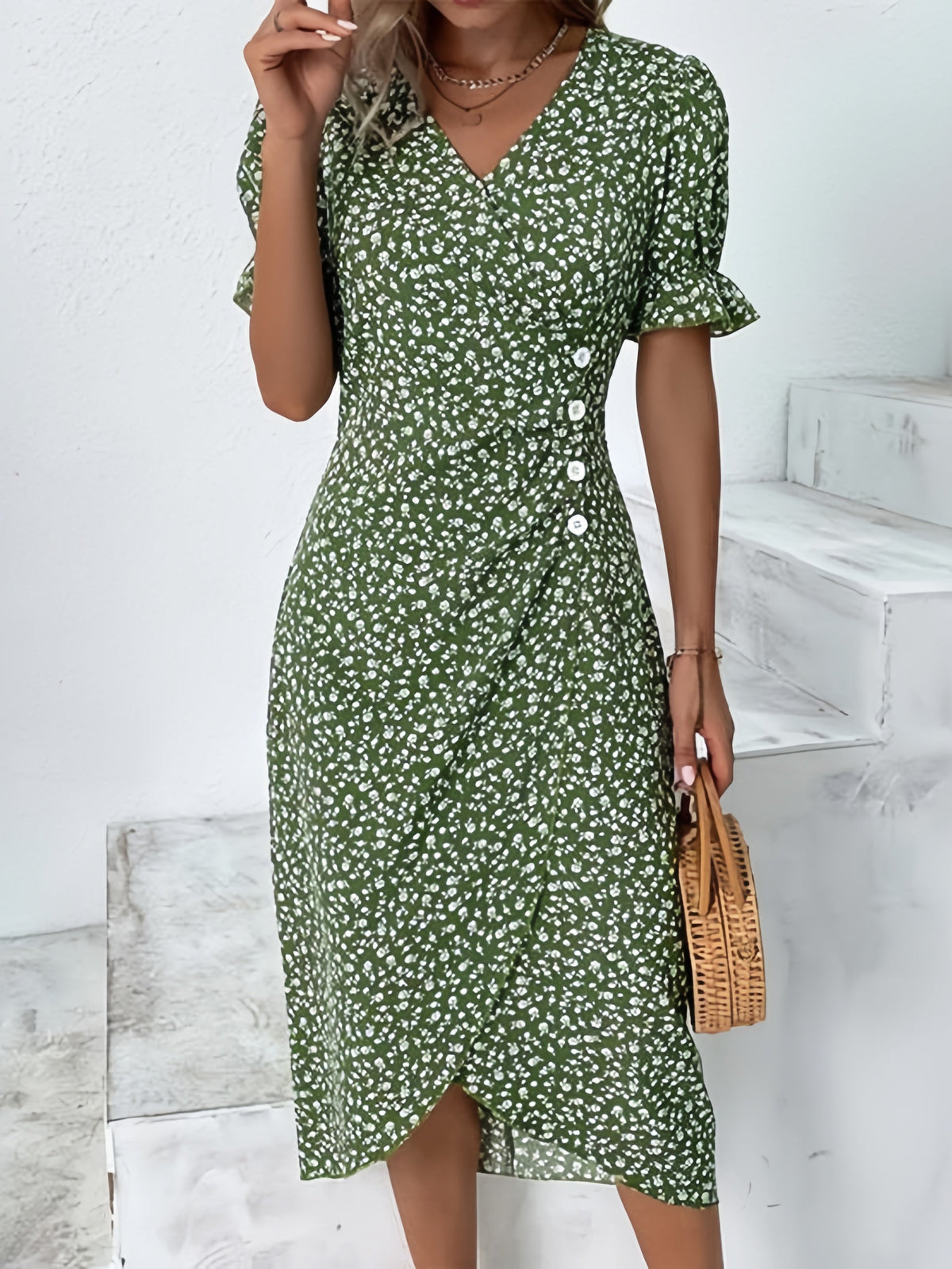 🌷Frühling Vorverkauf 49% Rabatt🍃Damen Freizeitkleid Wickelkleid Blumenkleid