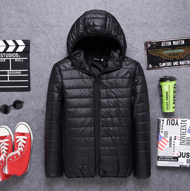 Warme, gesteppte Pufferjacke mit Kapuze für Herren