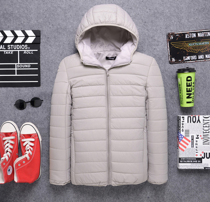 Warme, gesteppte Pufferjacke mit Kapuze für Herren