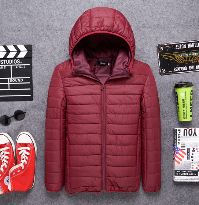 Warme, gesteppte Pufferjacke mit Kapuze für Herren