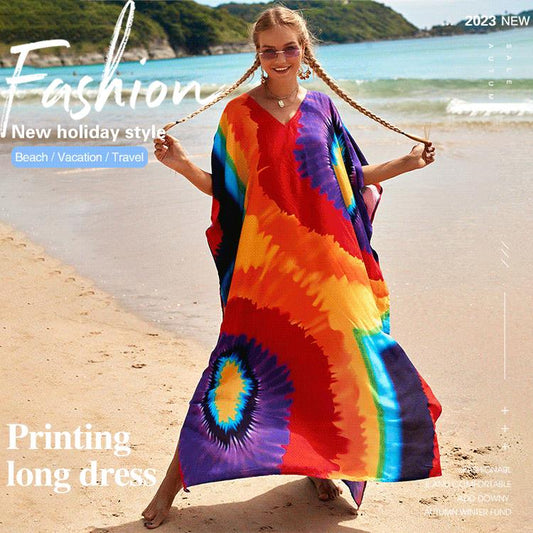 Langes Strandkleid mit Print