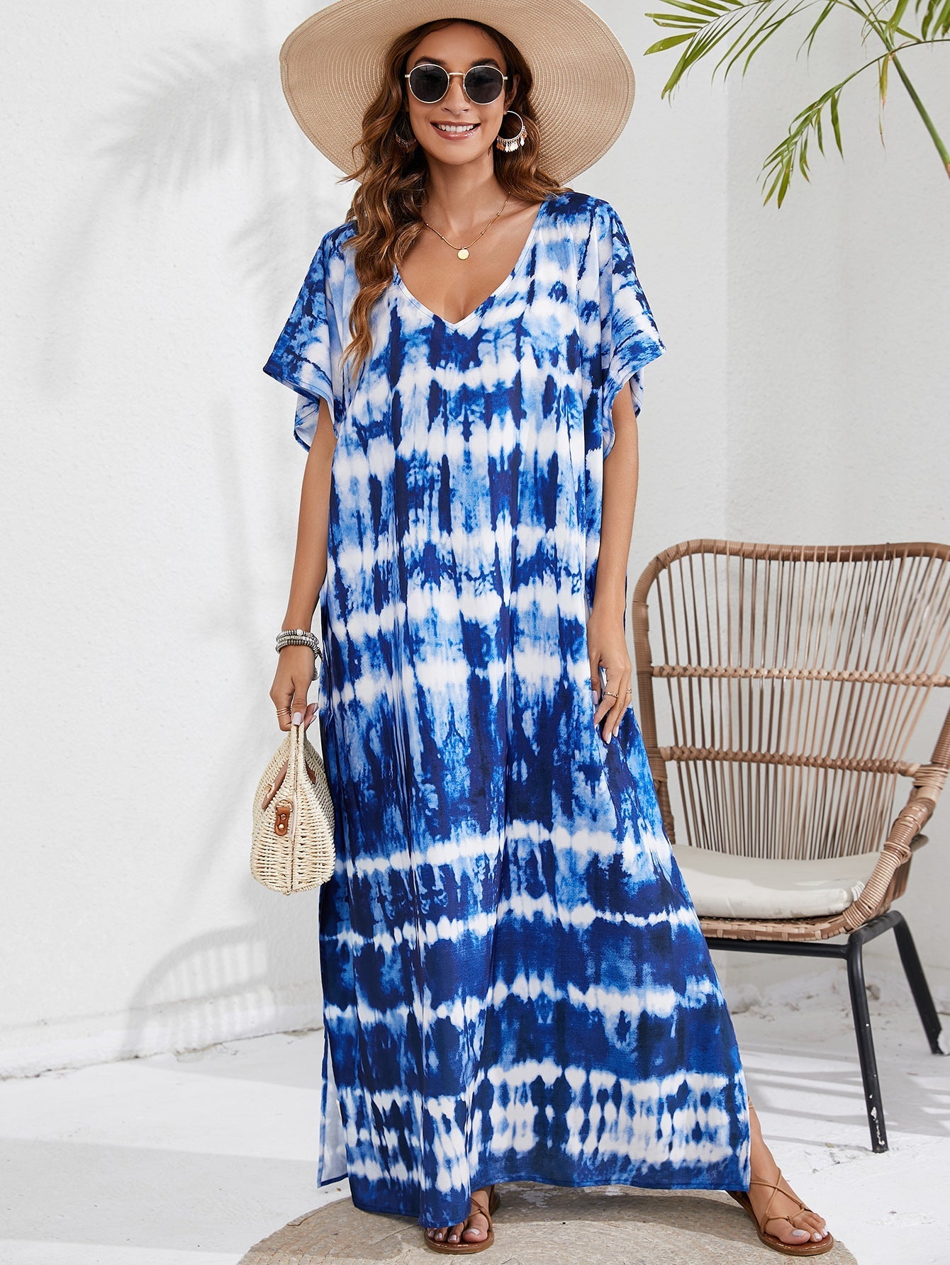Langes Strandkleid mit Print