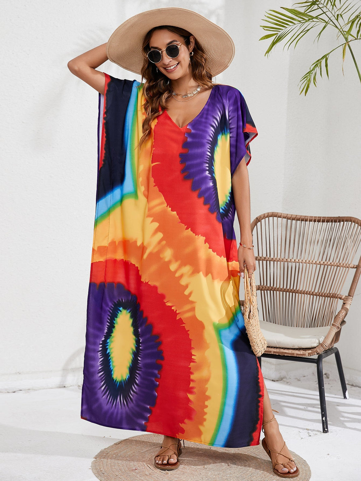 Langes Strandkleid mit Print