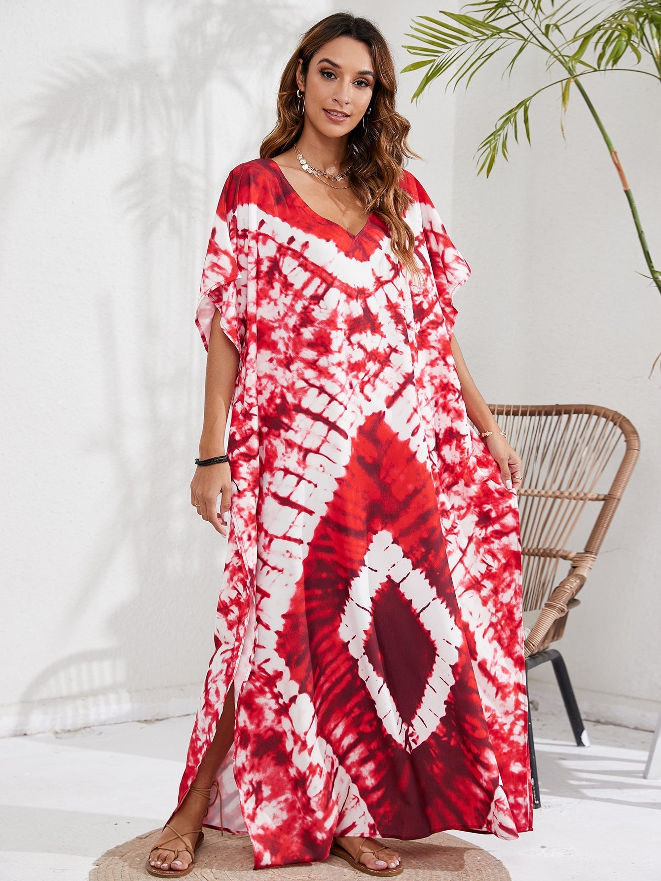 Langes Strandkleid mit Print