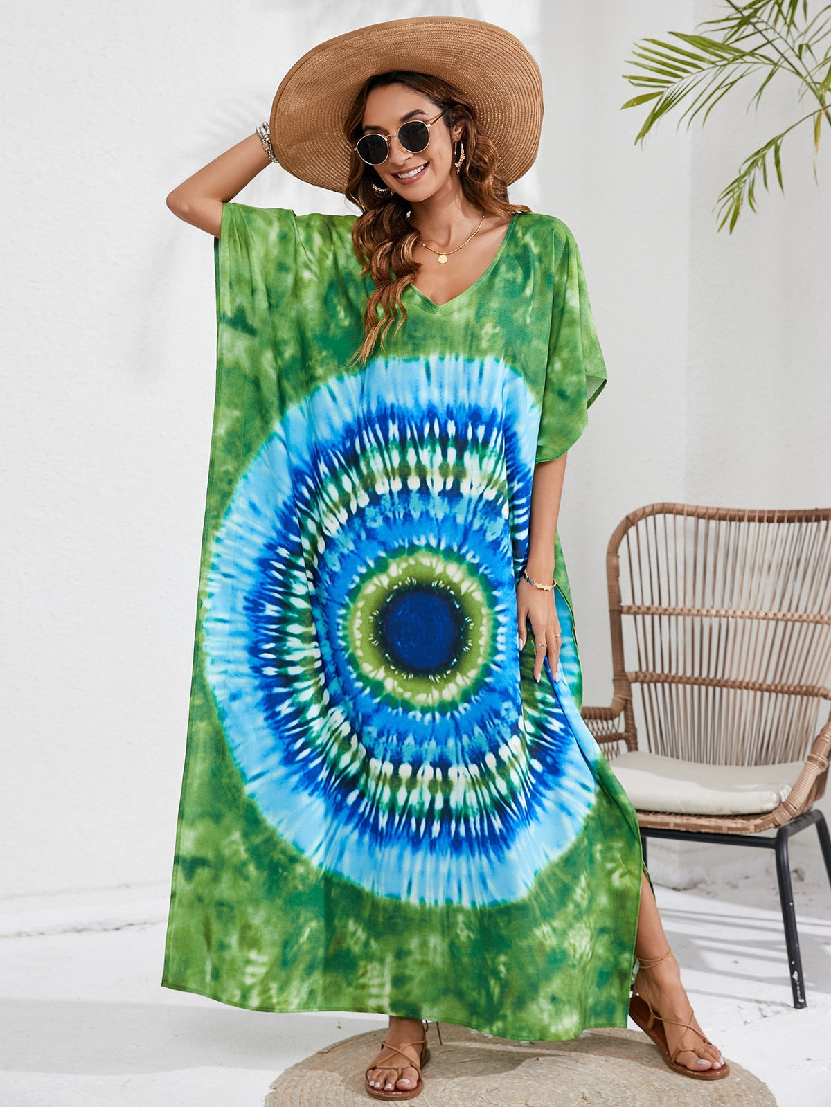 Langes Strandkleid mit Print