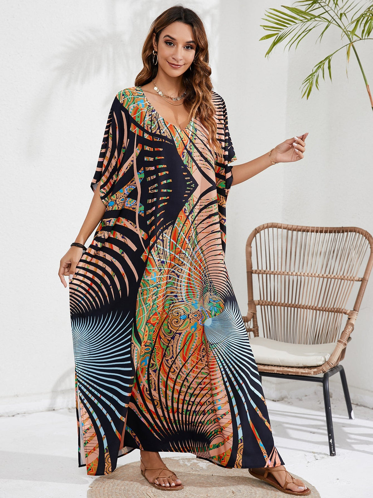 Langes Strandkleid mit Print