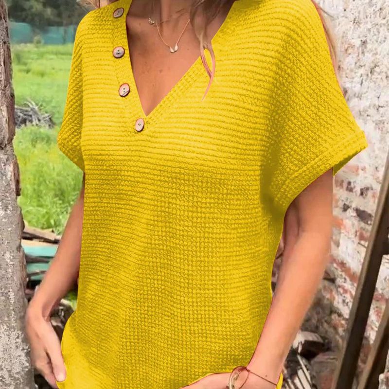 💗Heißer Verkauf🌸Stylisches Damen-Top mit kurzen Ärmeln und V-Ausschnitt