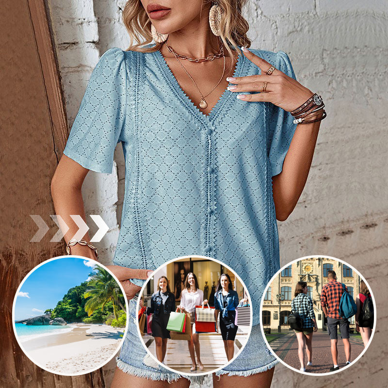 🎁 Hot Sale 50% RABATT ⏳ Neue Damen-Bluse mit kurzen Ärmeln 🔥 Oster-Rabattaktion!