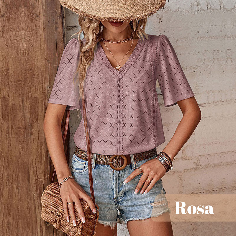 🎁 Hot Sale 50% RABATT ⏳ Neue Damen-Bluse mit kurzen Ärmeln 🔥 Oster-Rabattaktion!
