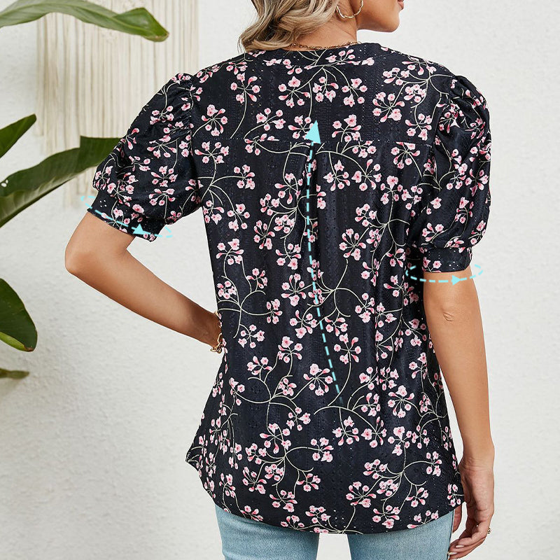Damen Sommer V-Ausschnitt Bedrucktes Oberteil