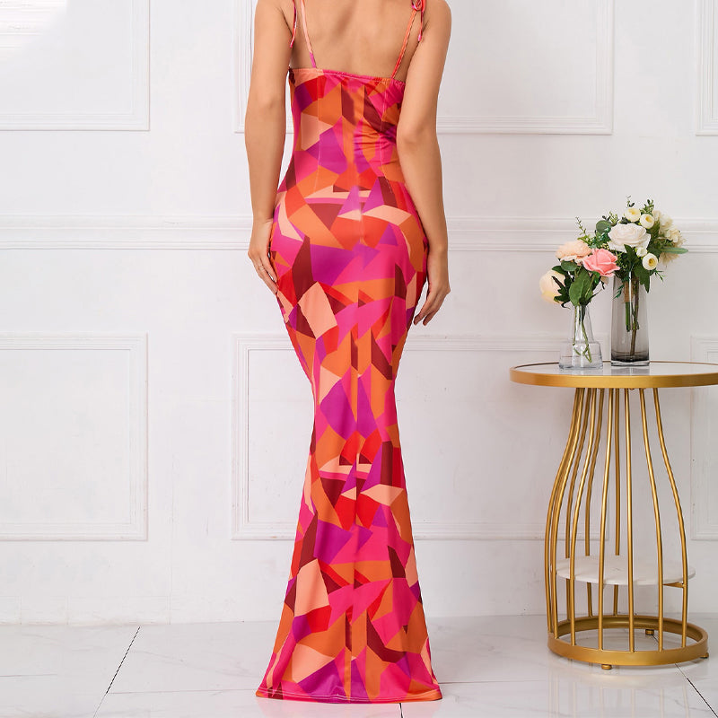 🌸 Fischschwanz Saum Blumendruck Kleider 👗