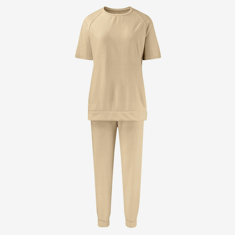 Lässiges, locker sitzendes zweiteiliges Trainingsanzug-Set für Damen aus T-Shirt und Hose