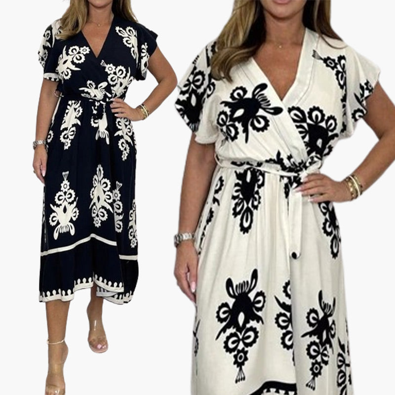 Sommerkleid mit Rüschenärmeln und V-Ausschnitt für Mädchen in Übergröße