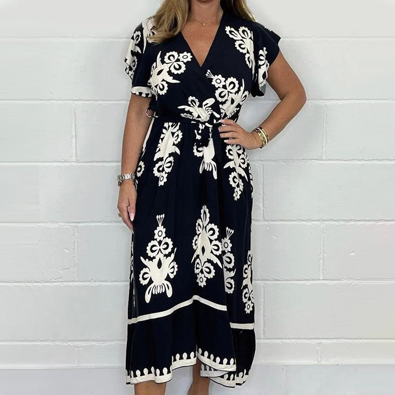 Sommerkleid mit Rüschenärmeln und V-Ausschnitt für Mädchen in Übergröße