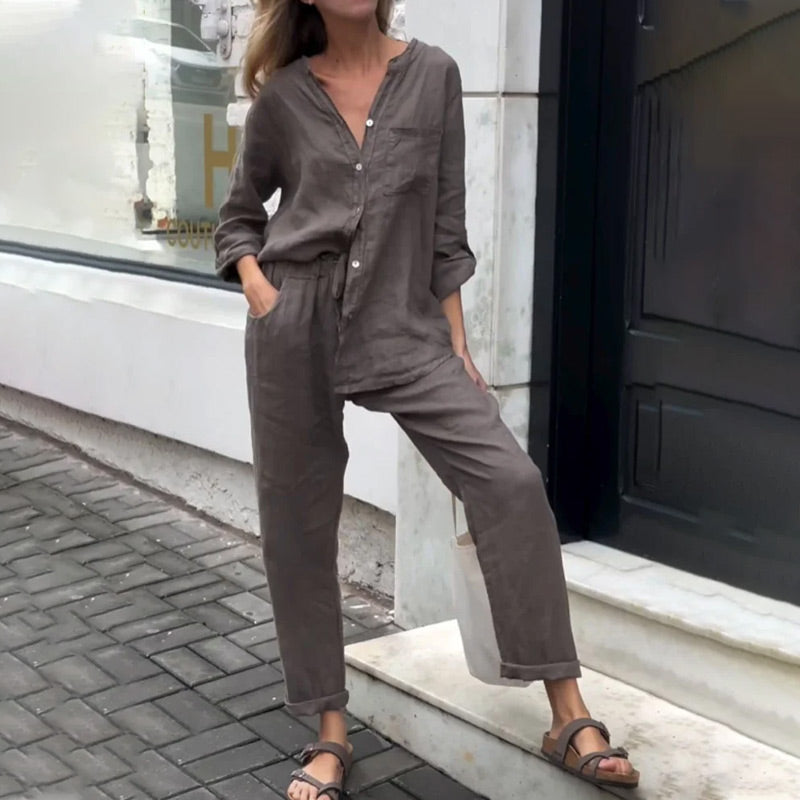 💛50% Rabatt🌸2-teiliges Set für Frauen - Hemd und Hose in Übergröße