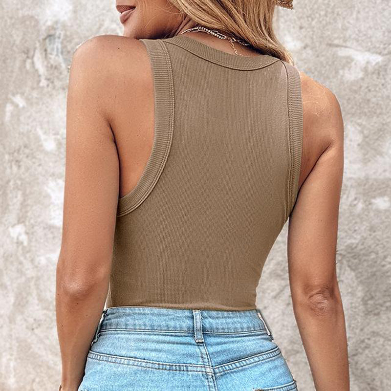 Geripptes Tanktop mit integriertem BH für Frauen