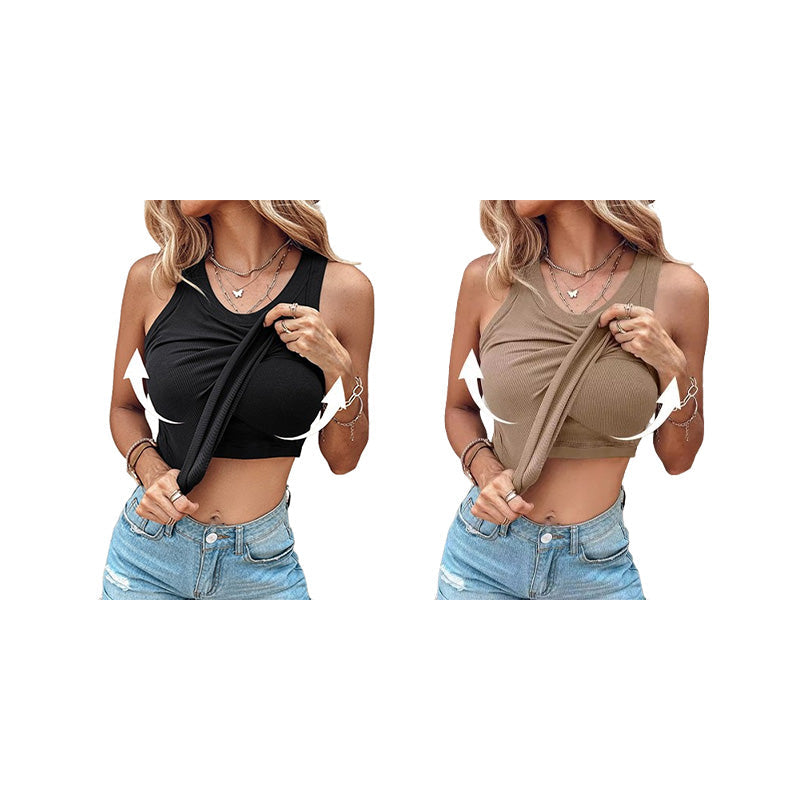 Geripptes Tanktop mit integriertem BH für Frauen
