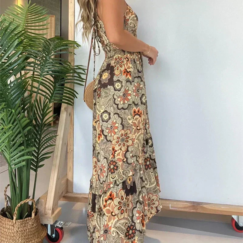 💕Zeitlich begrenztes Angebot: 50 % RABATT💕Sexy langes Kleid mit Spaghettiträgern und Blumenmuster für Damen