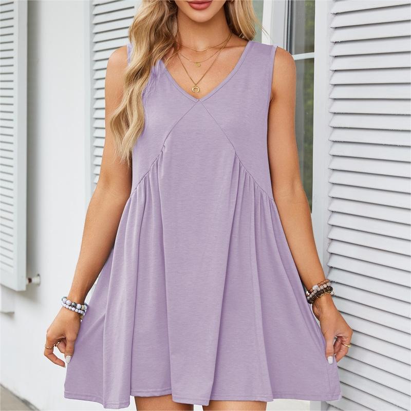 💥49% Rabatt 💥Damen V-Ausschnitt Ärmelloses Weste Lose gefaltetes Kleid