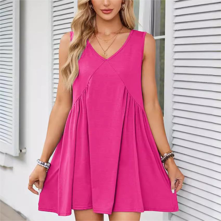 💥49% Rabatt 💥Damen V-Ausschnitt Ärmelloses Weste Lose gefaltetes Kleid