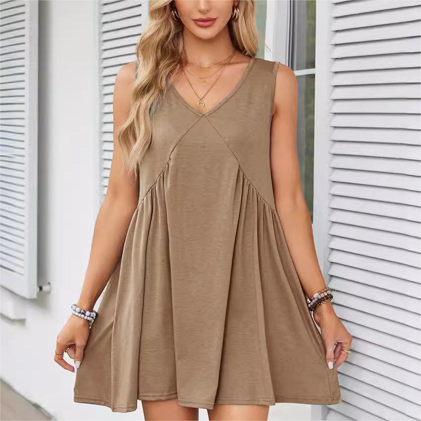 💥49% Rabatt 💥Damen V-Ausschnitt Ärmelloses Weste Lose gefaltetes Kleid