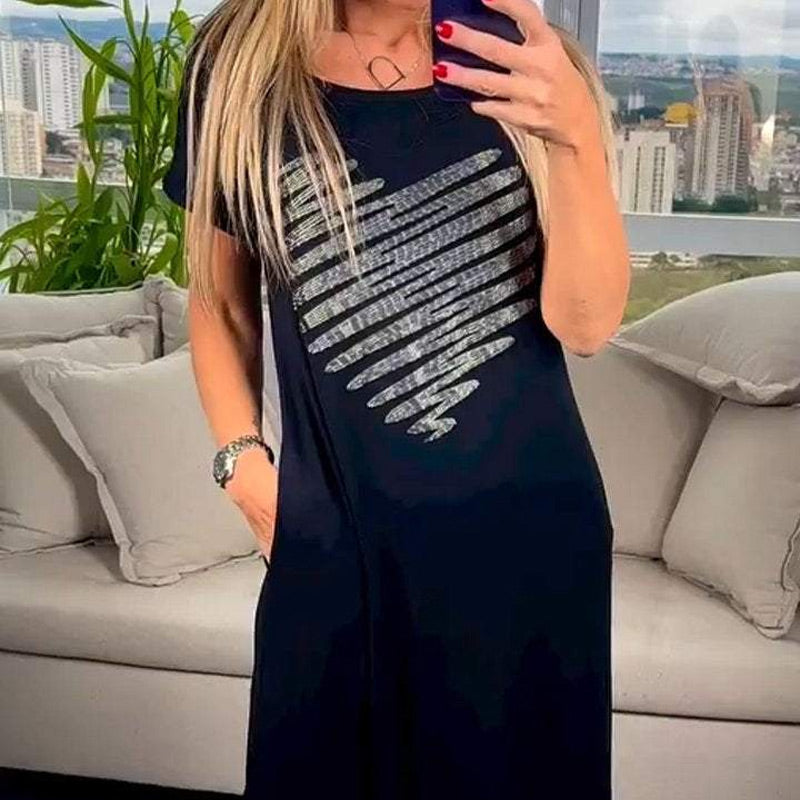 Langes T-Shirt-Kleid mit Seitenschlitz