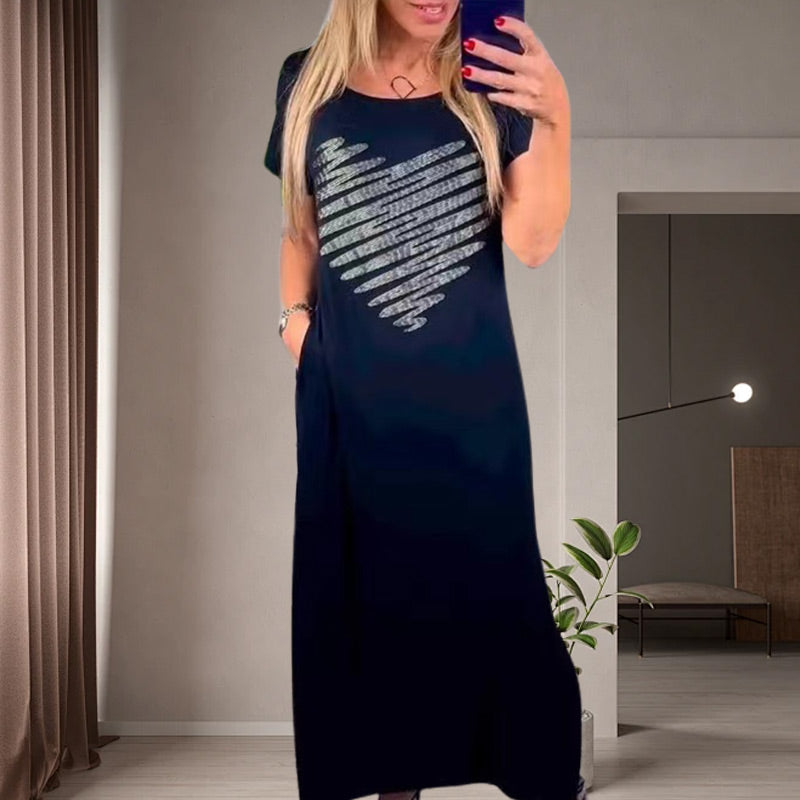 Langes T-Shirt-Kleid mit Seitenschlitz