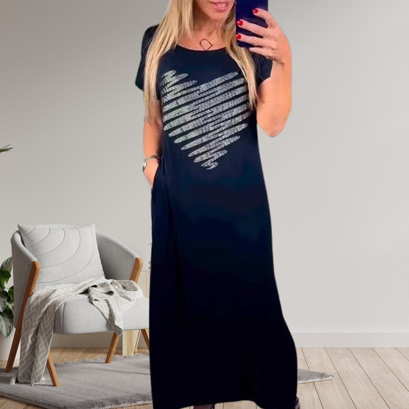 Langes T-Shirt-Kleid mit Seitenschlitz