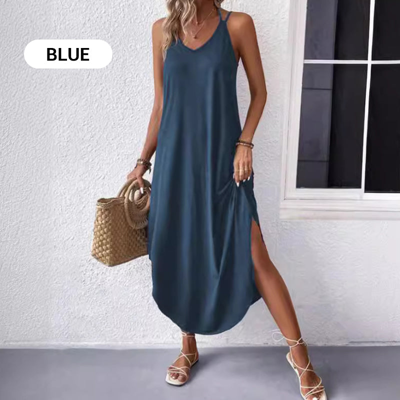 Modisches, atmungsaktives Spaghettiträgerkleid