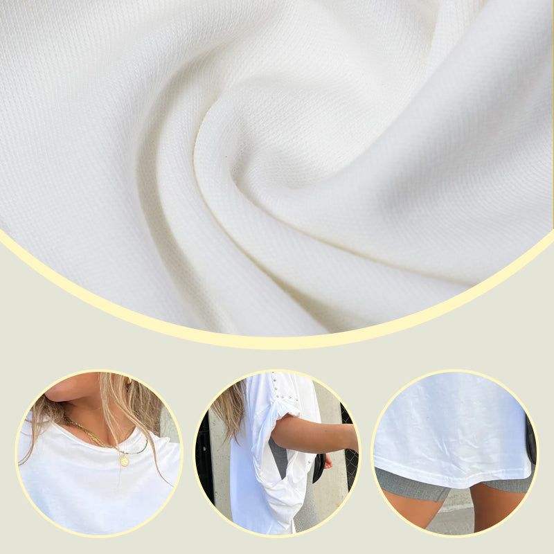 ✨ T-Shirt mit Dreiviertelärmeln, verziert mit Nieten