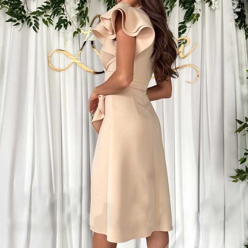 Sexy Kleid mit V-Ausschnitt und Flatterärmeln