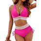 👙Patchwork-Bikini mit V-Ausschnitt, 2-teiliges Set
