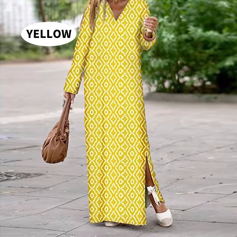 🔥Für eine begrenzte Zeit 26% Rabatt🔥Boho Langarm Kleid mit V-Ausschnitt