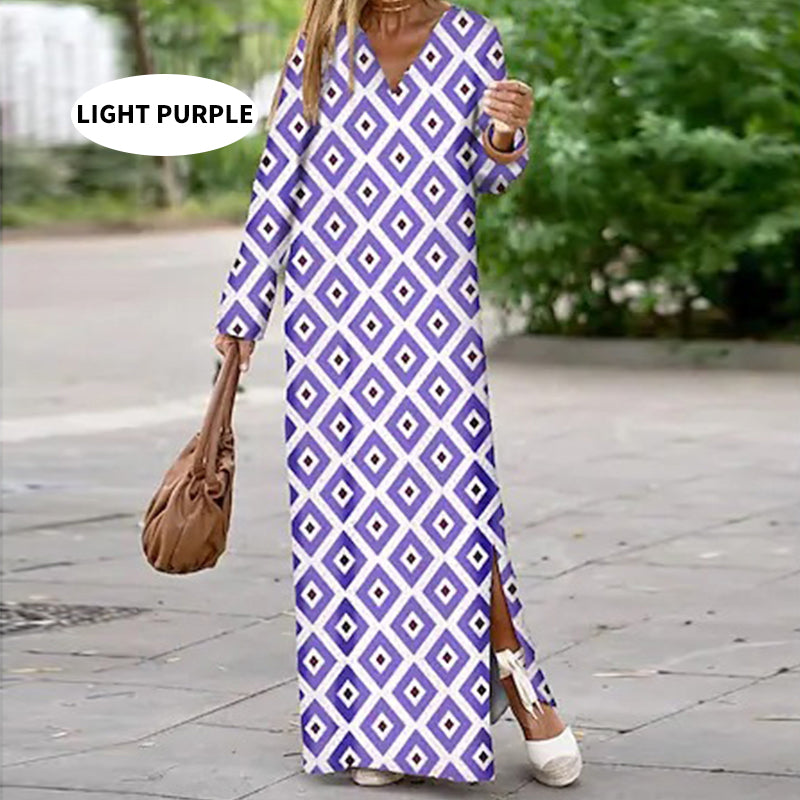 🔥Für eine begrenzte Zeit 26% Rabatt🔥Boho Langarm Kleid mit V-Ausschnitt