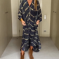 Boho-Kleid mit langen Ärmeln und Streifen