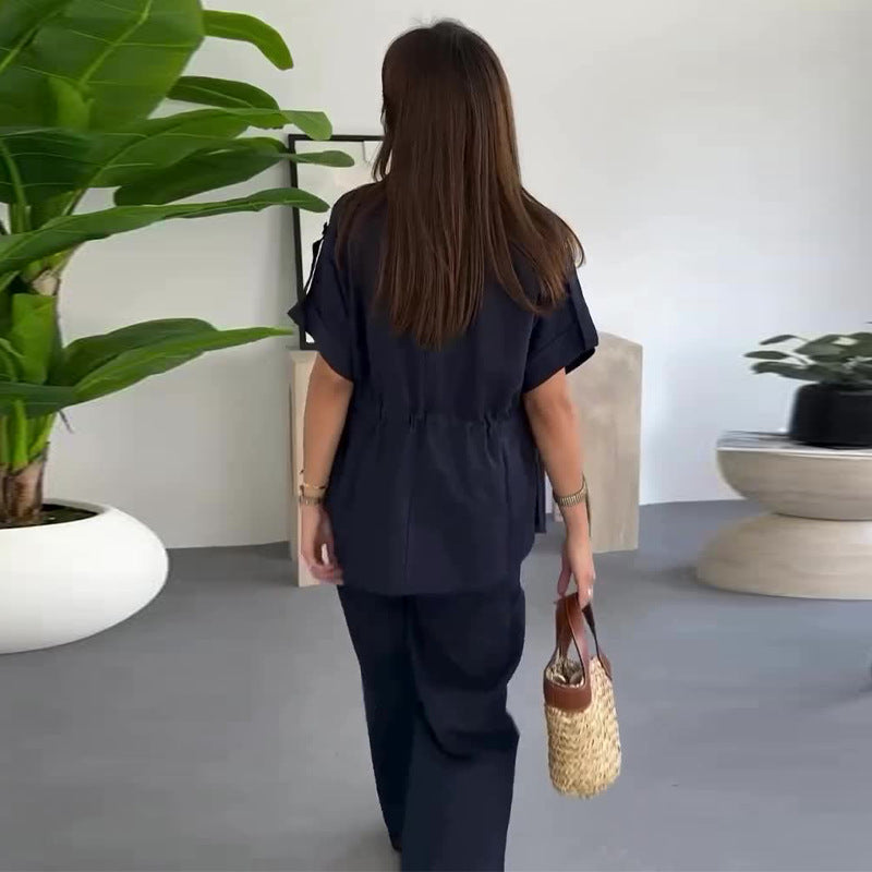 💕kostenloser Versand🥰Zweiteiler Arbeitskleidung Casual mit Kordelzug für Damen