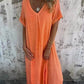 🔥Schneller Verkauf 50 % RABATT🔥 Lockeres Baumwoll-Leinen-Kleid mit V-Ausschnitt für Damen
