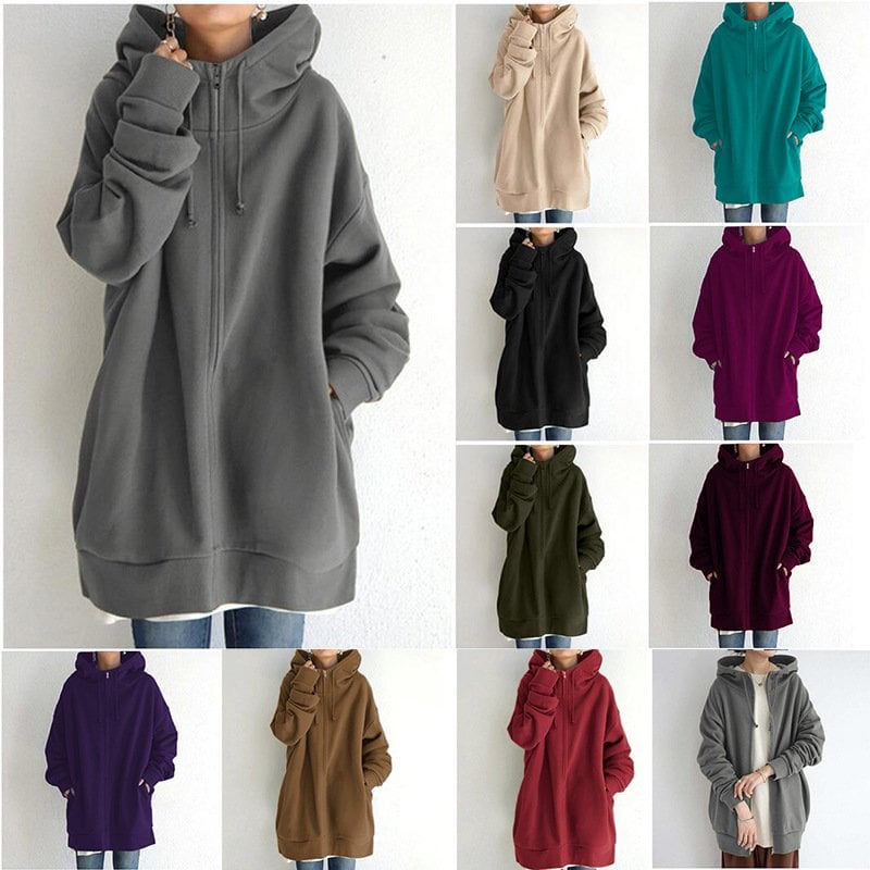 Herbst/Winter – Damen-Kapuzenpullover mit Reißverschluss