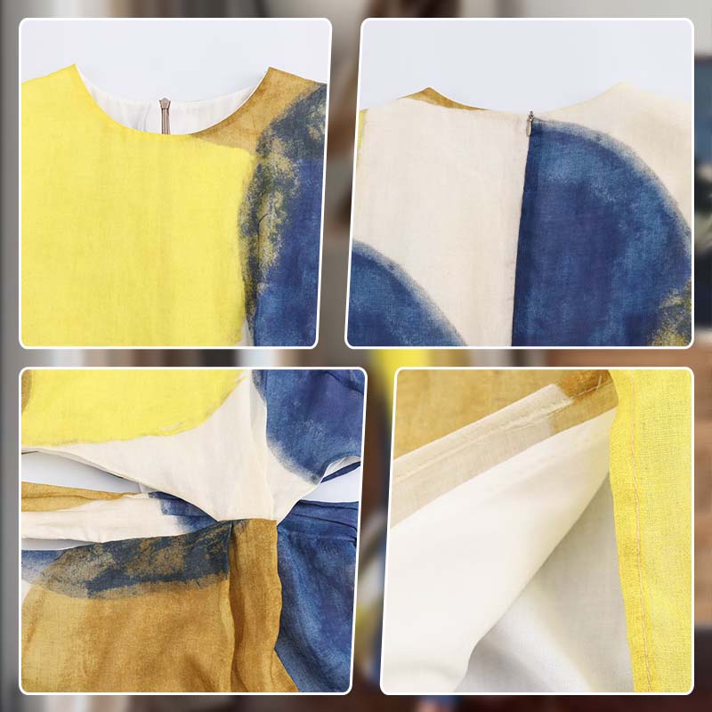 Elegantes Kleid mit abstraktem Aquarell-Ausschnitt für Damen