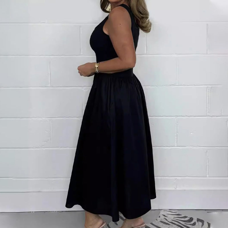 Lässiges einfarbiges ärmelloses Kleid für Frauen