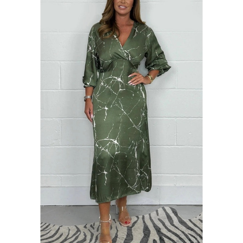 Langärmliges Midikleid mit V-Ausschnitt🥰🥰HEISSER VERKAUF – 50 % RABATT