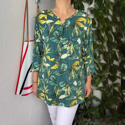 💕Lässiger Pullover mit V-Ausschnitt und Knopfleiste für Frauen🌸