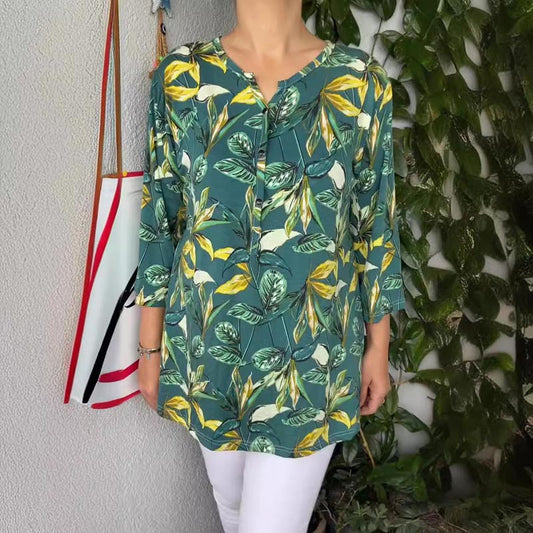 💕Lässiger Pullover mit V-Ausschnitt und Knopfleiste für Frauen🌸