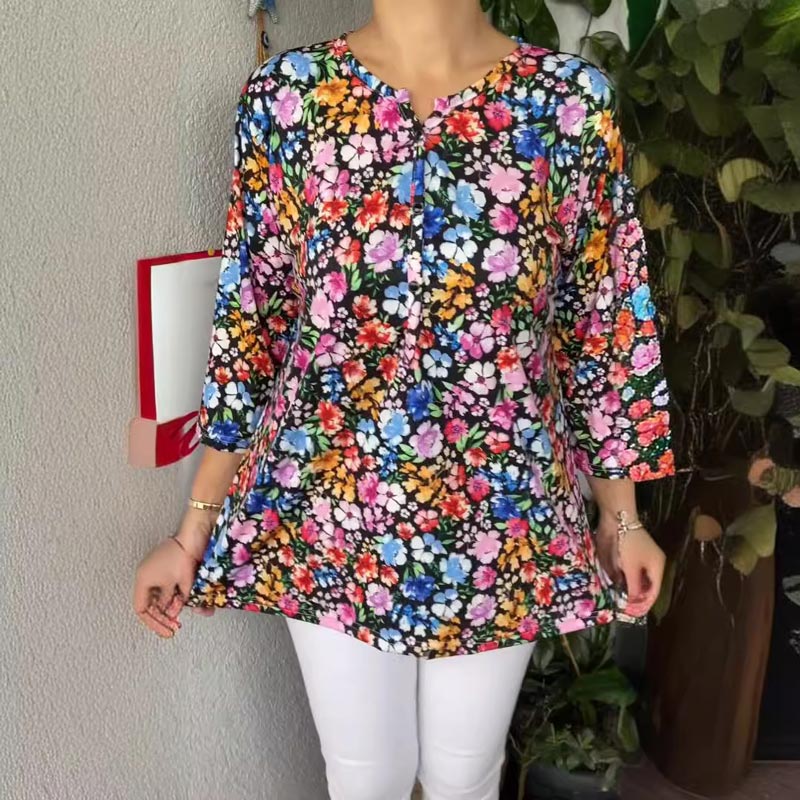 💕Lässiger Pullover mit V-Ausschnitt und Knopfleiste für Frauen🌸