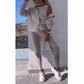 💕Strickjacke mit Kapuze, Weste, Leggings, dreiteiliges Set
