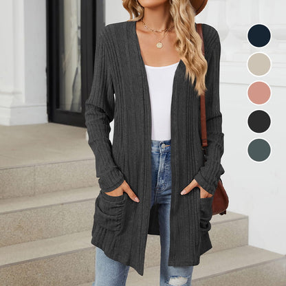 🍂Frühherbst-Specials 50% RABATT🥰Lässiger langärmeliger Strickmantel für Damen mit offener Vorderseite