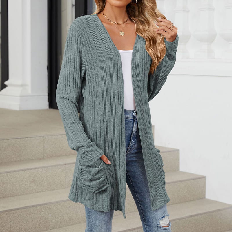 🍂Frühherbst-Specials 50% RABATT🥰Lässiger langärmeliger Strickmantel für Damen mit offener Vorderseite